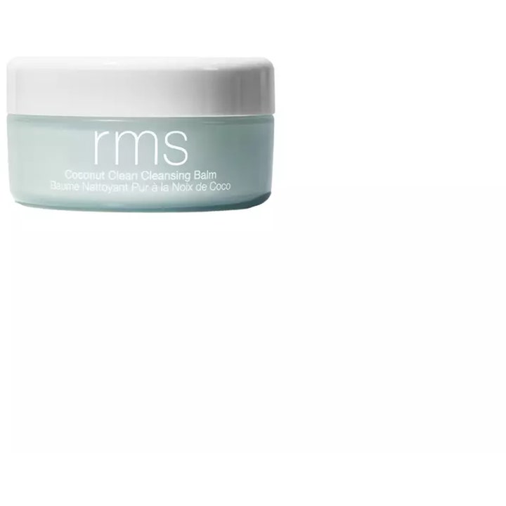 RMS Beauty Coconut Clean Cleansing Balm syväpuhdistava kookosvoide kirkkaassa lasipurkissa valkoisella kannella