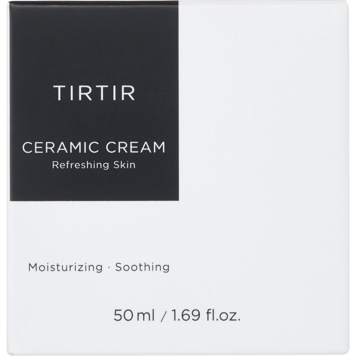 TIRTIR Ceramic Cream 50 ml kosteuttava ja rauhoittava kasvovoide mustavalkoisessa pahvipakkauksessa.