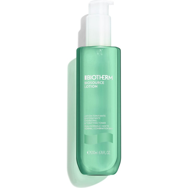 Biotherm Biosource 200 ml virkistävä kasvovesi normaalille iholle vihreässä pumppupullossa.