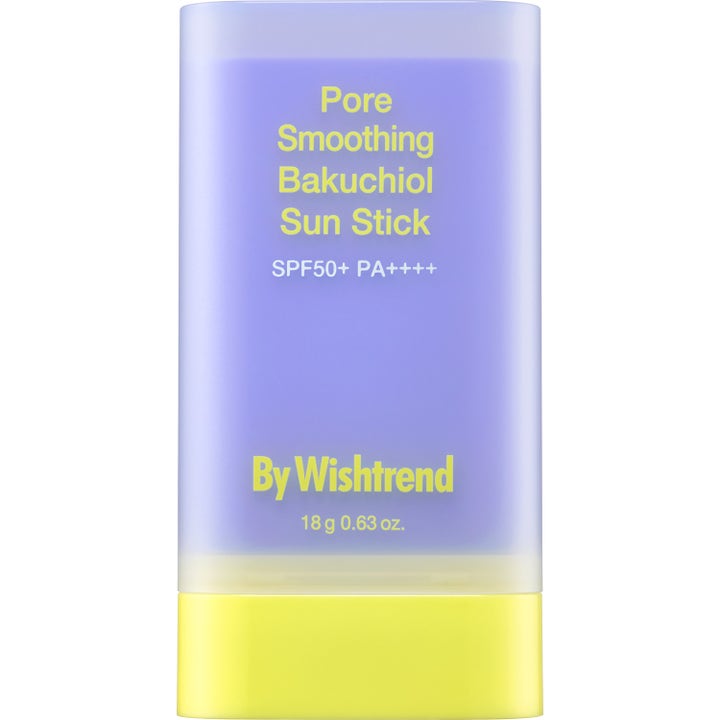 By Wishtrend Pore Smoothing Bakuchiol Sun Stick 18 g silottava aurinkosuojapuikko violetissa läpikuultavassa hylsyssä