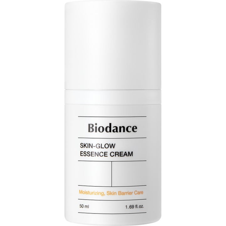 Biodance Skin-Glow Essence Cream 50 ml kosteuttava kasvovoide ihoesteen hoitoon valkoisessa pumppupullossa.