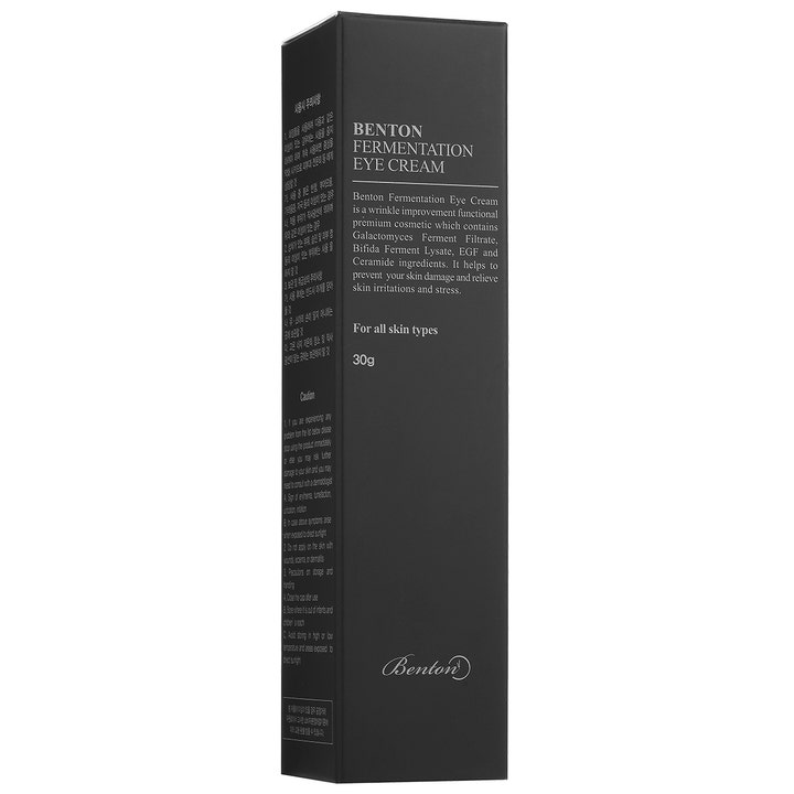 Benton Fermentation Eye Cream 30 g silottava silmänympärysvoide tyylikkäässä mustassa pahvipakkauksessa
