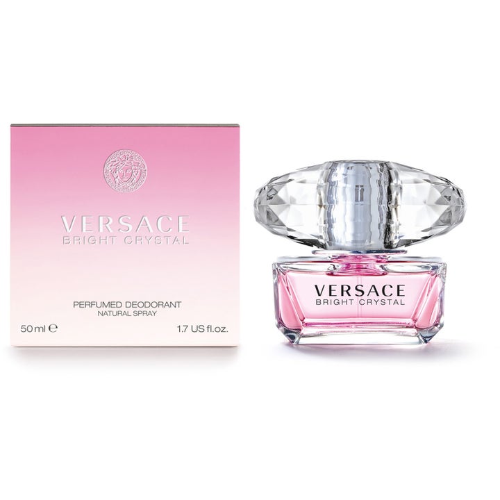 Versace Bright Crystal Perfumed Deodorant 50 ml raikastava deodorantti vaaleanpunaisessa pullossa timanttikorkilla