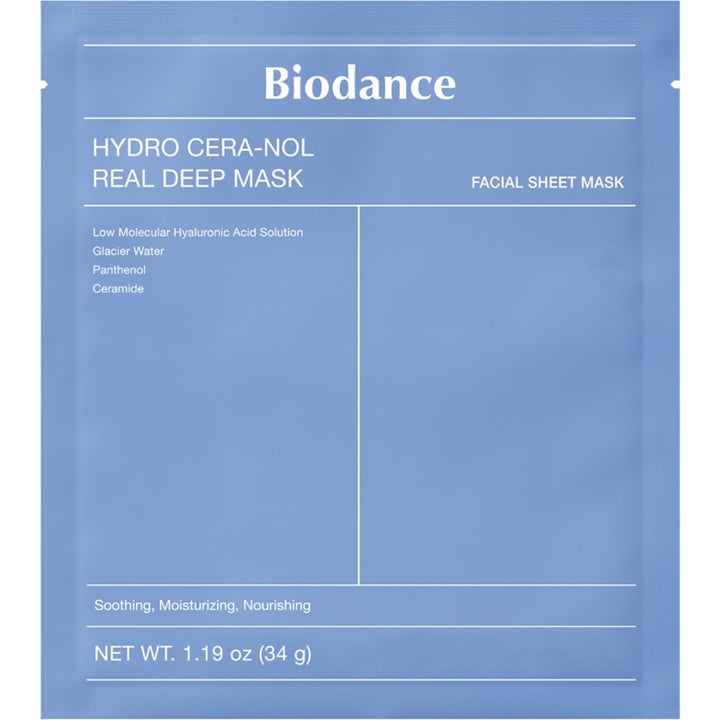 Biodance Hydro Cera-Nol Real Deep Mask 34 g rauhoittava kangasnaamio sisältää pantenolia ja keramideja.