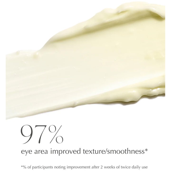Exuviance Age Reverse Eye Contour 15 g silmänympärysvoide silottaa ihoa kermainen koostumus ja teksti 97 prosentin tehosta.