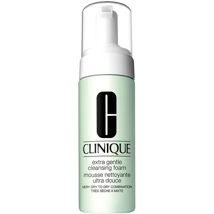 Clinique Extra Gentle Cleansing Foam 125 ml puhdistusvaahto puhdistaa hellästi kuivaa ihoa vaaleanvihreässä pullossa