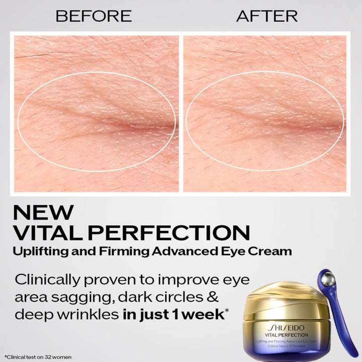 Shiseido Vital Perfection Uplifting & Firming Advanced Eye Cream 15 ml silmänympärysvoide silottaa ryppyjä viikossa