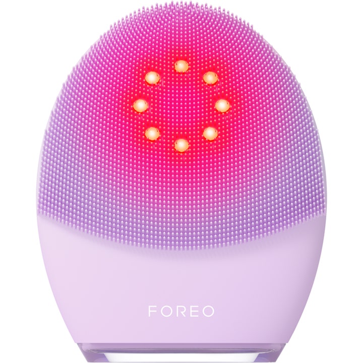 Foreo Luna 4 Plus syväpuhdistava kasvoharja laventelinvärinen silikonilaite punaisilla LED-valoilla