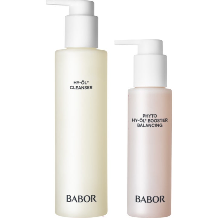 Babor HY-ÖL Cleanser ja Phyto Booster Balancing tasapainottava puhdistus kahdessa vaaleassa pumppupullossa.