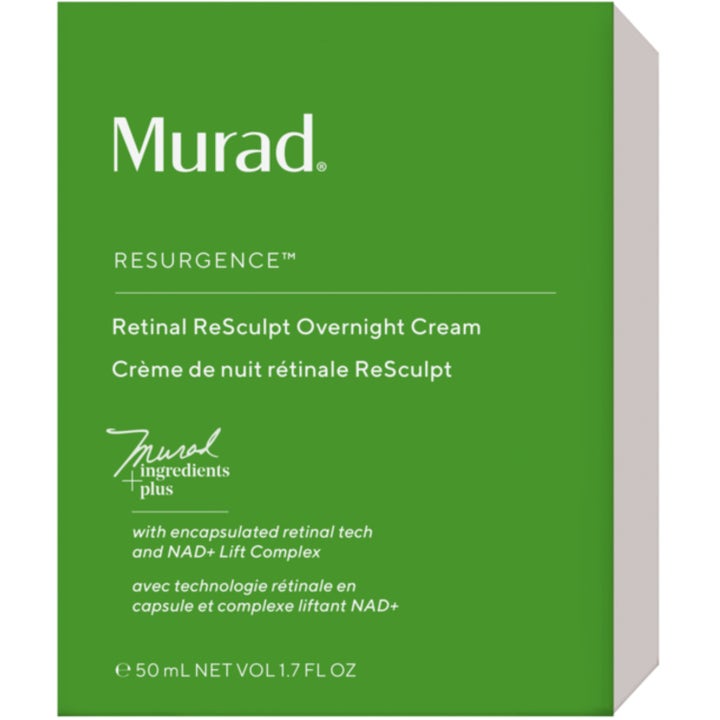 Murad Retinal ReSculpt Overnight Cream 50 ml silottava yövoide vihreässä pahvipakkauksessa.