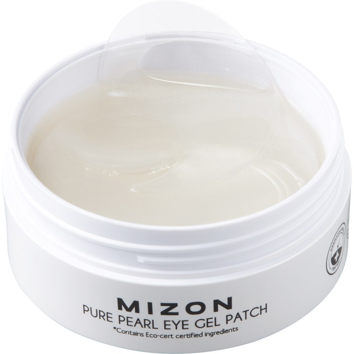Mizon Premium Pure Pearl Eye Gel Patch 60 kpl kirkastavat silmänympärysnaamiot valkoisessa purkissa helmiäishohtoisina