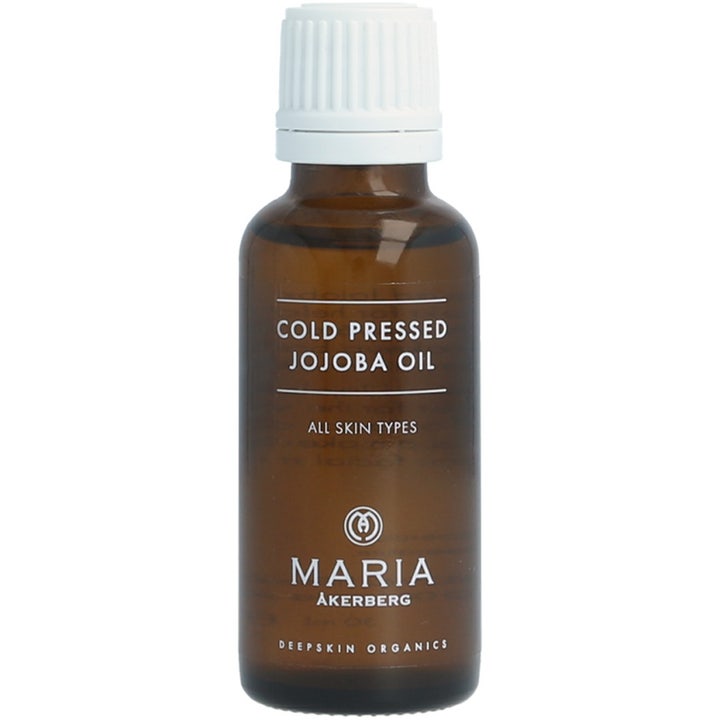 Maria Åkerberg Cold Pressed Jojoba Oil 100 ml kosteuttava kasvoöljy ruskeassa lasipullossa valkoisella korkilla