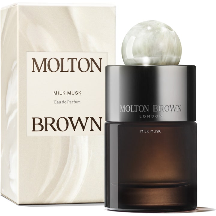 Molton Brown Milk Musk Eau de Parfum 100 ml tuoksunuotit ja ainesosat esittelevä infografiikka