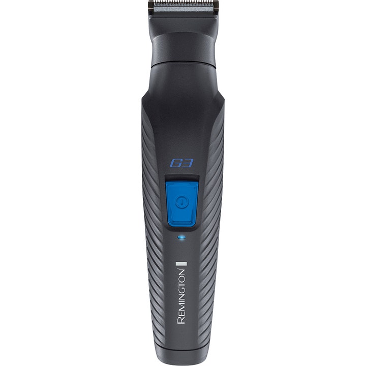 Remington Graphite Series G3 monitoimitrimmeri tarkkaan muotoiluun musta runko ja kirkkaansininen virtapainike