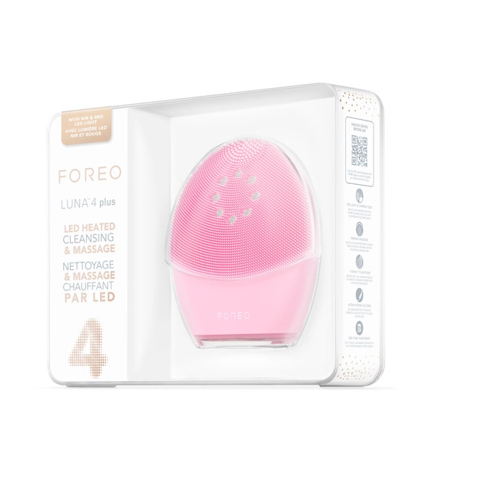 FOREO LUNA 4 plus Normal Skin Pink 1 kpl kiinteyttävä kasvoharja vaaleanpunaisessa myyntipakkauksessa.