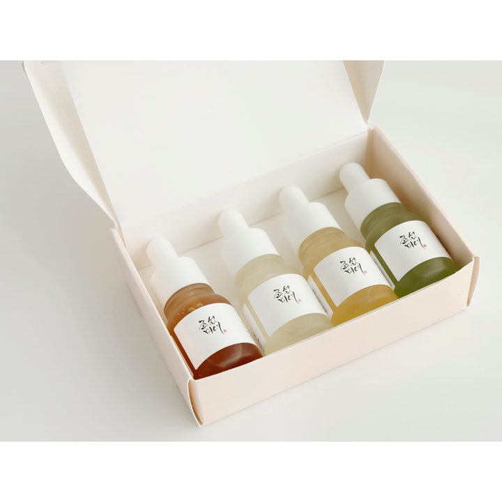 Beauty of Joseon Hanbang Serum Discovery Kit 40 ml ihonhoitosetti neljä eriväristä seerumia valkoisessa rasiassa