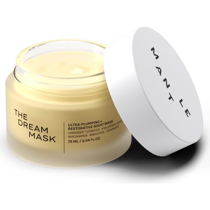 MANTLE The Dream Mask 75 ml täyteläistävä yönaamio kermainen vaaleankeltainen koostumus ja pehmeä tekstuuri