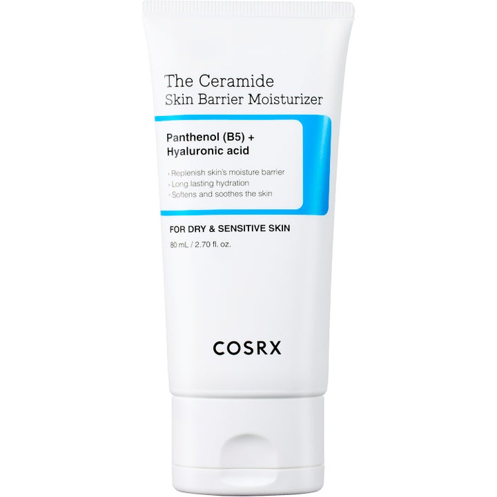 COSRX The Ceramide Skin Barrier Moisturizer 80 ml ihoa vahvistava kasvovoide valkoisessa tuubissa sinisellä etiketillä