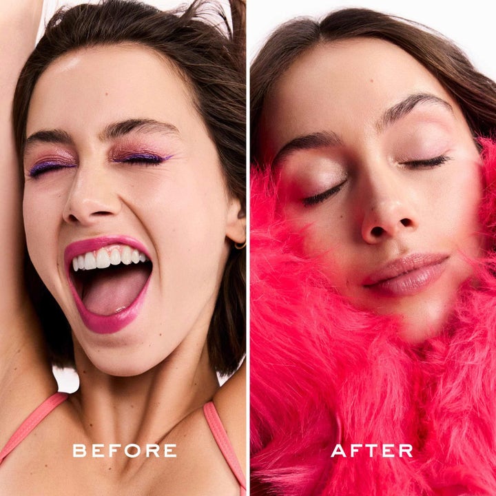 Nuxe Very Rose Biphase Makeup Remover 100 ml puhdistaa vahvan meikin jättäen ihon puhtaaksi ennen ja jälkeen.