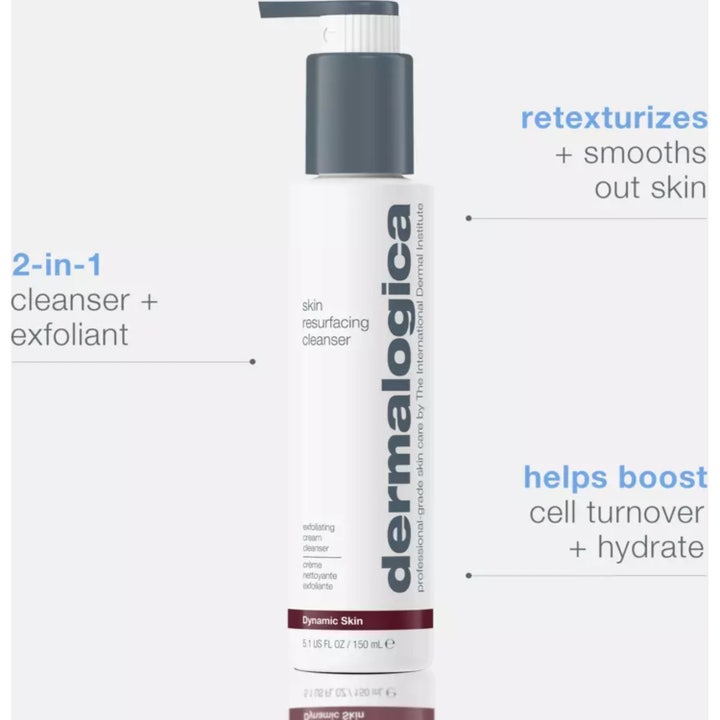 Dermalogica AGE smart Skin Resurfacing Cleanser 150 ml kuoriva puhdistusgeeli valkoisessa pumppupullossa silottaa ihoa.