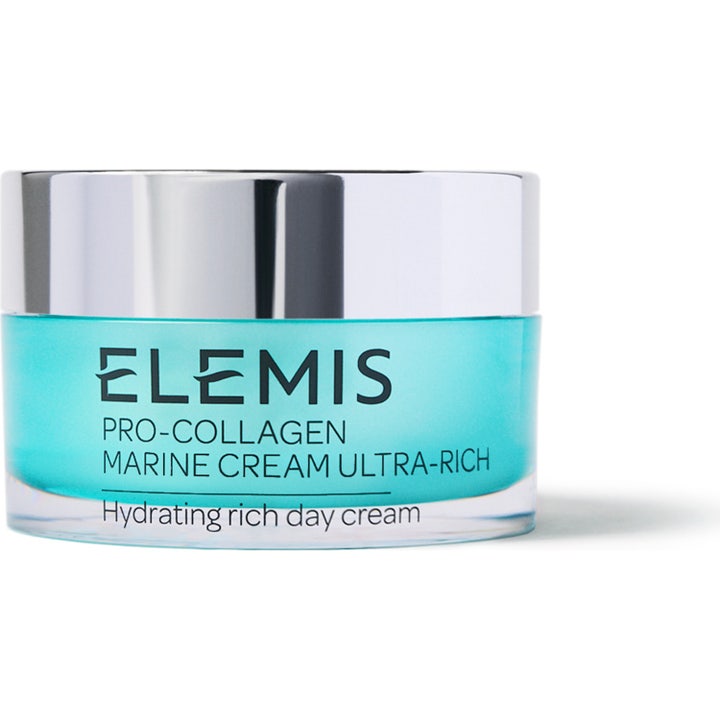 Elemis Pro-Collagen Marine Cream Ultra Rich 50 ml kosteuttava päivävoide turkoosissa lasipurkissa hopeisella korkilla