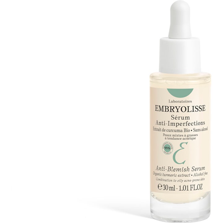 Embryolisse Anti-Blemish Serum 30 ml kurkumauutetta sisältävä seerumi kirkkaassa lasipullossa valkoisella pipetillä