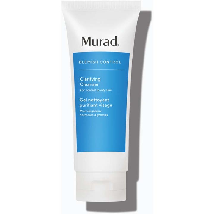 Murad Clarifying Cleanser 200 ml epäpuhtauksia vähentävä puhdistusgeeli valkoisessa muovituubissa sinisellä etiketillä.
