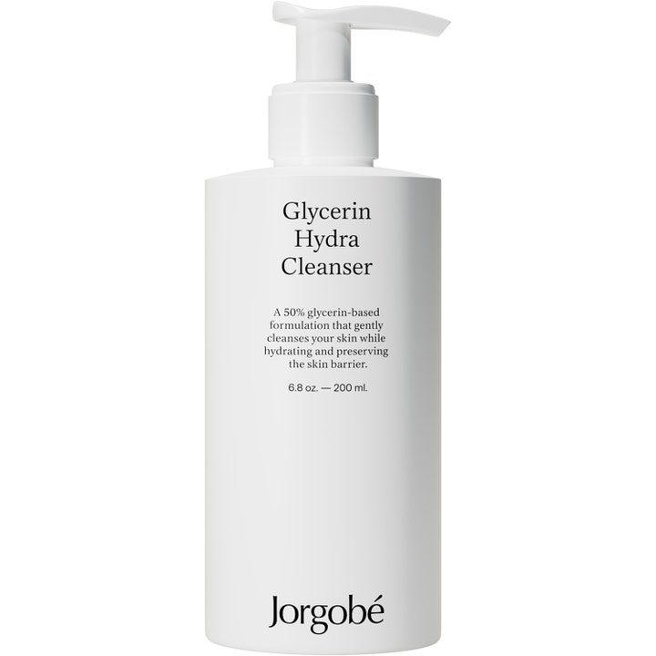 Jorgobé Glycerin Hydra Cleanser 200 ml kosteuttava puhdistustuote valkoisessa tyylikkäässä pumppupullossa