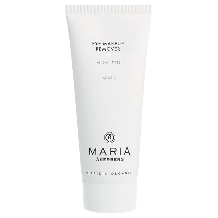 Maria Åkerberg Eye Makeup Remover 125 ml puhdistustuote jojobaöljyllä valkoisessa muovituubissa.
