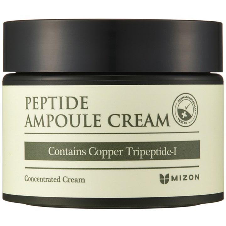 Mizon Peptide Ampoule Cream kiinteyttävä kasvovoide mustassa purkissa jossa on vaalea etiketti ja musta kansi