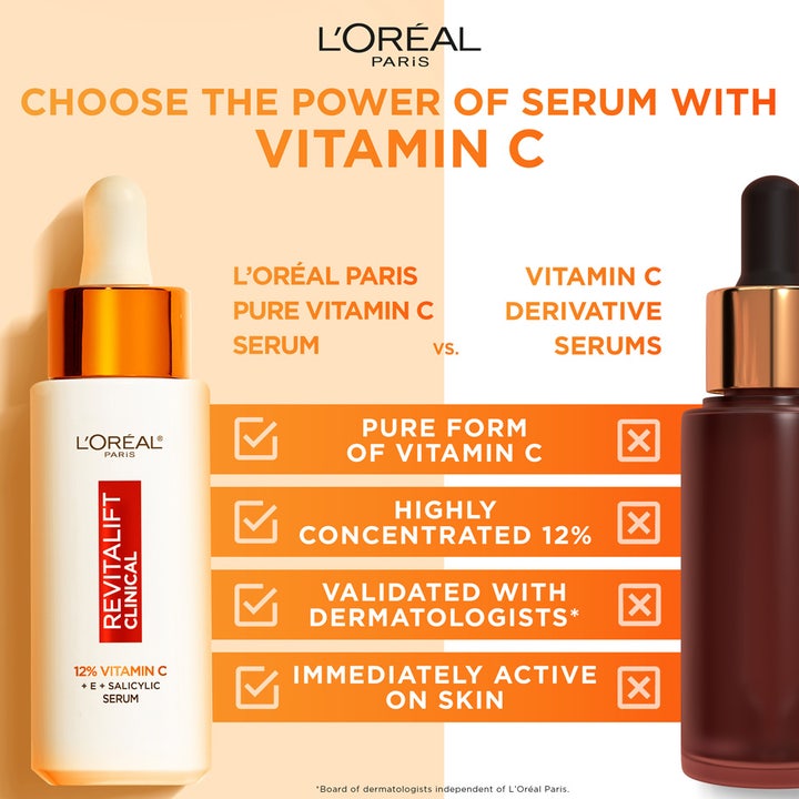 L'Oréal Paris Revitalift Clinical 12% Vitamin C Serum 30 ml kirkastava seerumi vertailussa muihin tuotteisiin.