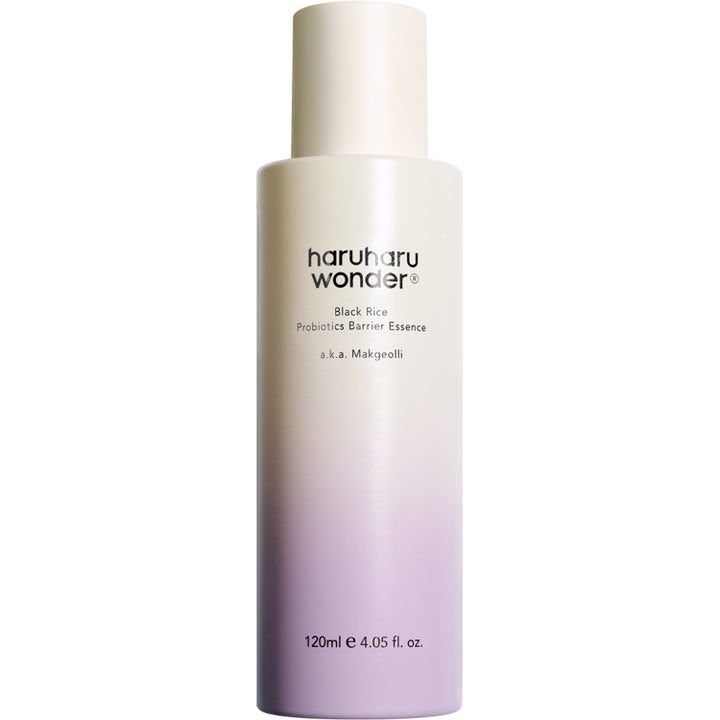 Haruharu Wonder Black Rice Probiotics Barrier Essence 120 ml vahvistava hoitoneste kermanvalkoisessa ja liilassa pullossa