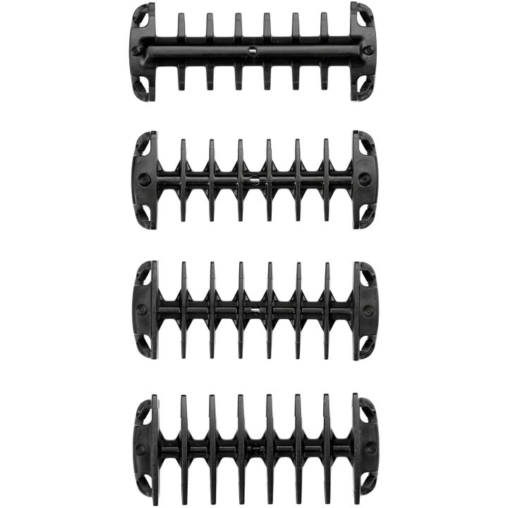 BaByliss Super X Metal X Blade 1 kpl partatrimmeri neljä mustaa ohjauskampaa tarkkaan muotoiluun ja parranajoon.