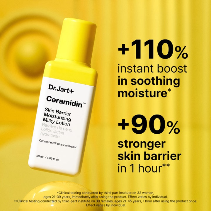 Dr.Jart+ Ceramidin Skin Barrier Moisturizing Milky Lotion 50 ml lisää kosteutta 110 % ja vahvistaa ihon suojakerrosta.