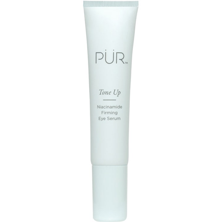 PÜR Tone Up Niacinamide Firming Eye Serum kiinteyttävä silmänympärysseerumi niasiiniamidilla valkoisessa tuubissa.