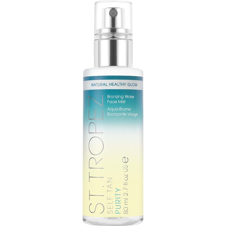 St. Tropez Self Tan Purity Bronzing Water Face Mist 80 ml hehkua antava kasvosuihke turkoosikeltaisessa pumppupullossa