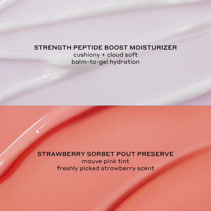 Ole Henriksen Plumping Peptide Pair 22 ml ihonhoitosetti pehmeällä kasvovoiteella ja vaaleanpunaisella huulivoiteella