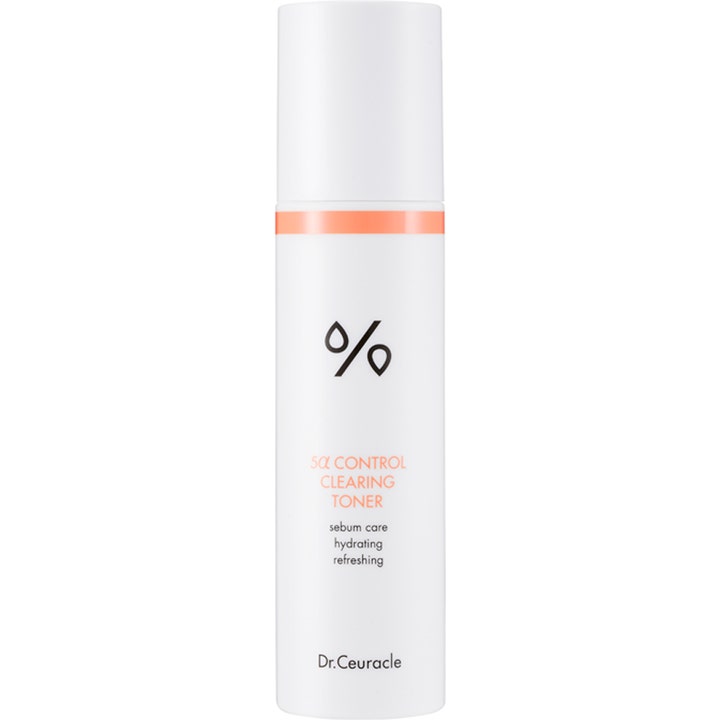 Dr. Ceuracle 5α Control Clearing Toner 120 ml tasapainottava kasvovesi valkoisessa pumppupullossa.