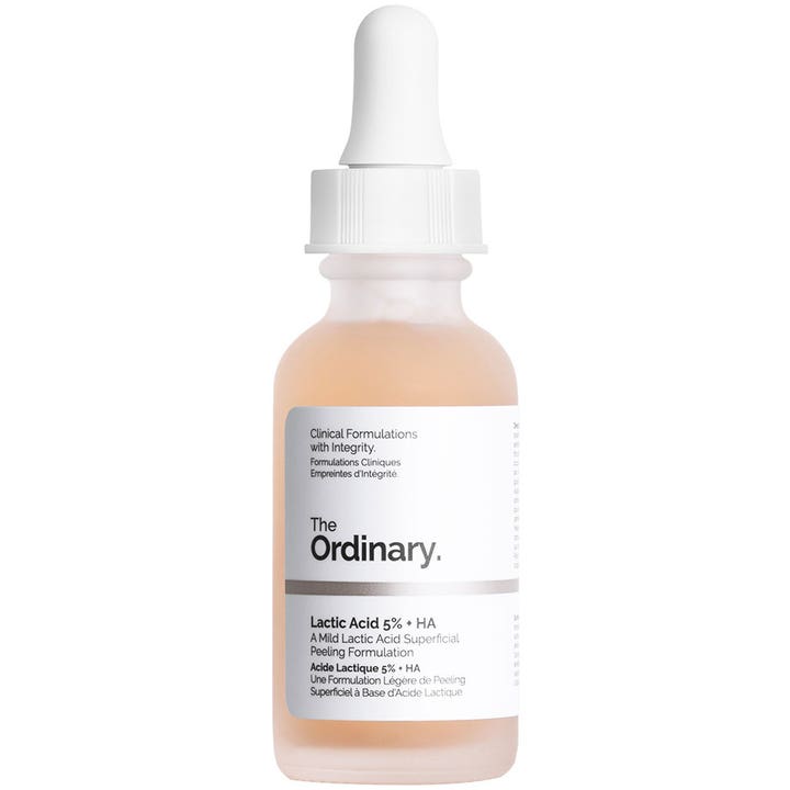 The Ordinary Lactic Acid 5% + HA 30 ml kirkastava kuorintaseerumi huurretussa lasipullossa valkoisella pipetillä