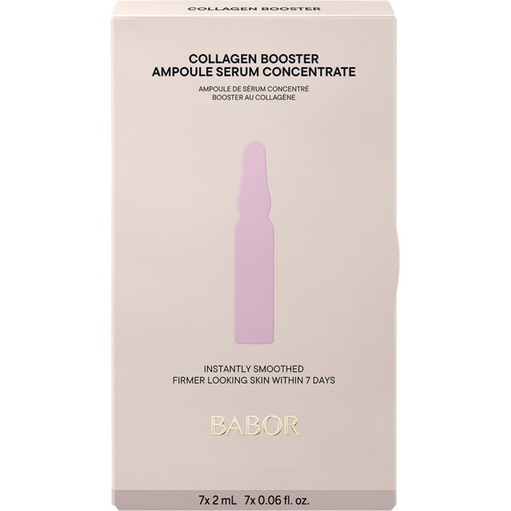 Babor Ampoule Collagen Booster 14 ml kiinteyttävä seerumi vaaleassa pakkauksessa liilalla ampullin kuvalla.