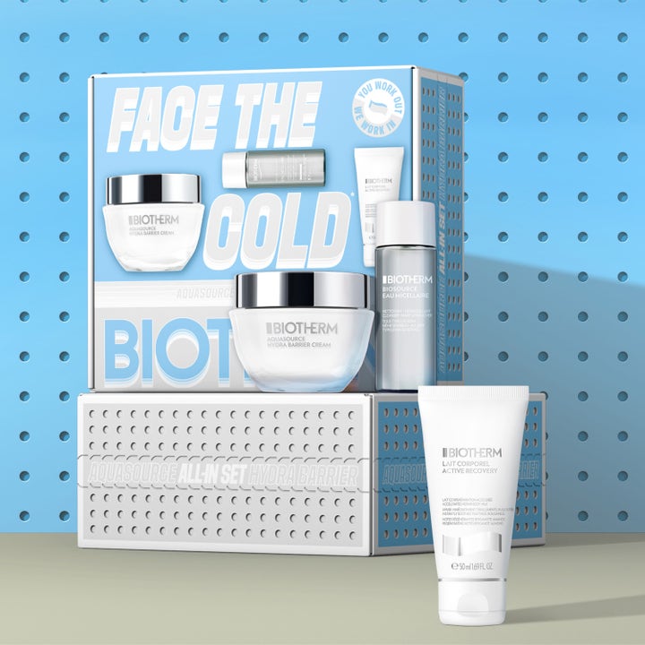 Biotherm Hydra Barrier Set 1 kpl kosteuttava ihonhoitosetti Face the Cold pakkauksessa kasvovoidetta ja vartalomaitoa