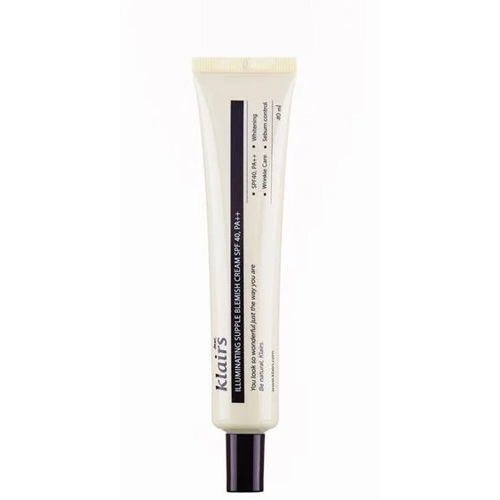 Klairs Illuminating Supple Blemish Cream 40 ml SPF 40 BB-voide tasoittaa ihoa kermanvalkoisessa kapeassa tuubissa