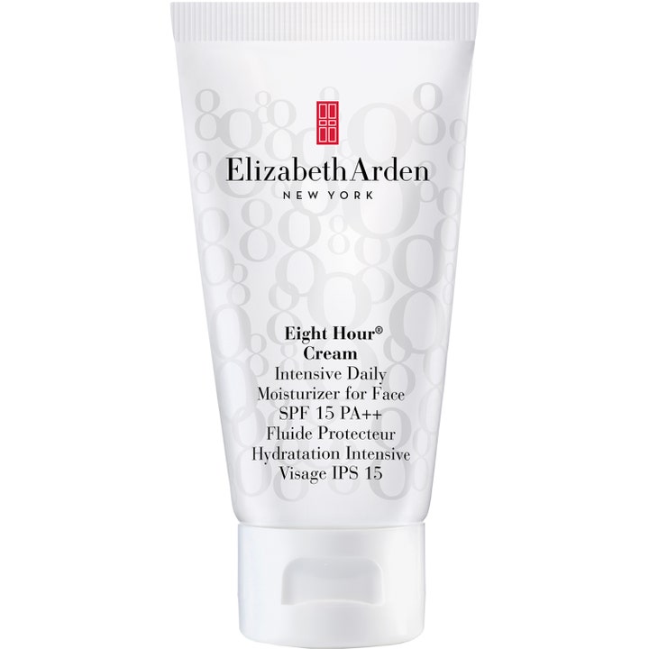 Elizabeth Arden Eight Hour Cream Intensive Daily Moisturizer for Face 50 ml kosteusvoide valkoisessa tuubissa.