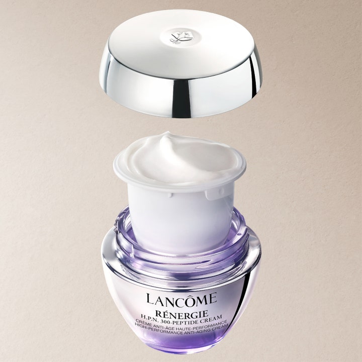 Lancôme Rénergie H.P.N. UVMUNE Cream SPF50 50 ml päivävoide täyttöpakkaus nousee violetista lasipurkista