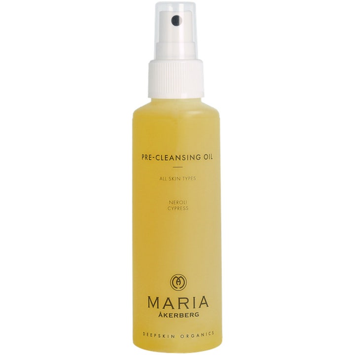 Maria Åkerberg Pre-Cleansing Oil 125 ml puhdistusöljy keltaisessa muovipullossa valkoisella suihkepumpulla