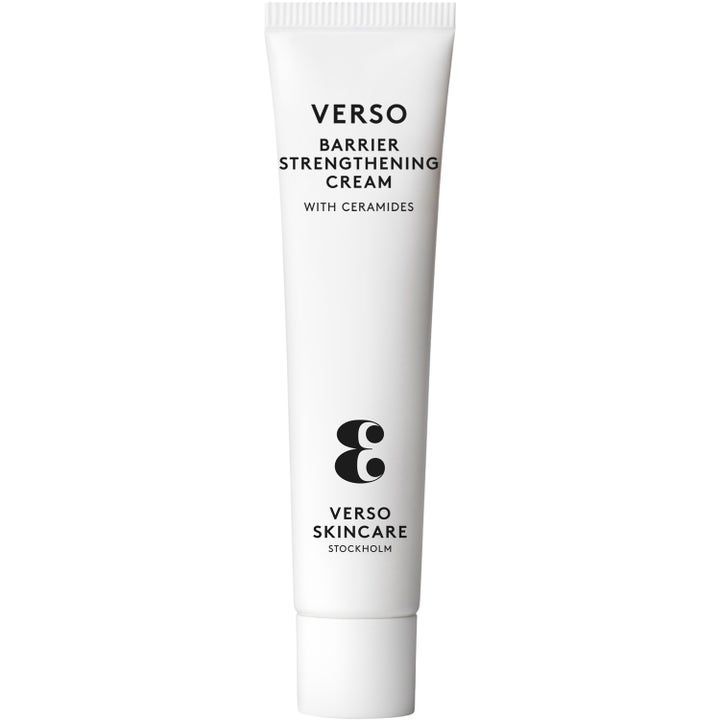 Verso Barrier Strengthening Cream 30 ml vahvistava kasvovoide keramideilla valkoisessa minimalistisessa tuubissa