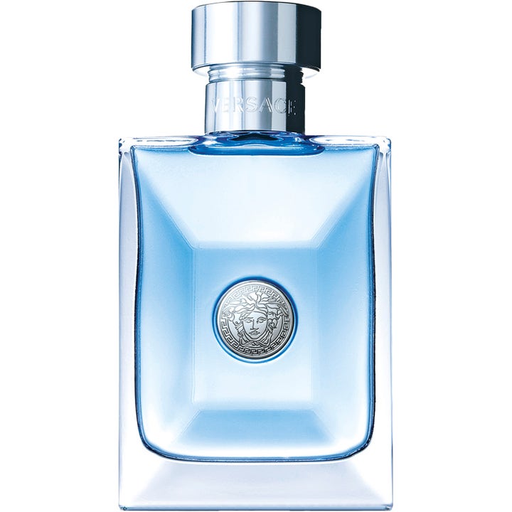 Versace Pour Homme Eau de Toilette raikas miesten tuoksu kirkkaassa pullossa hopeisella Medusa-logolla.