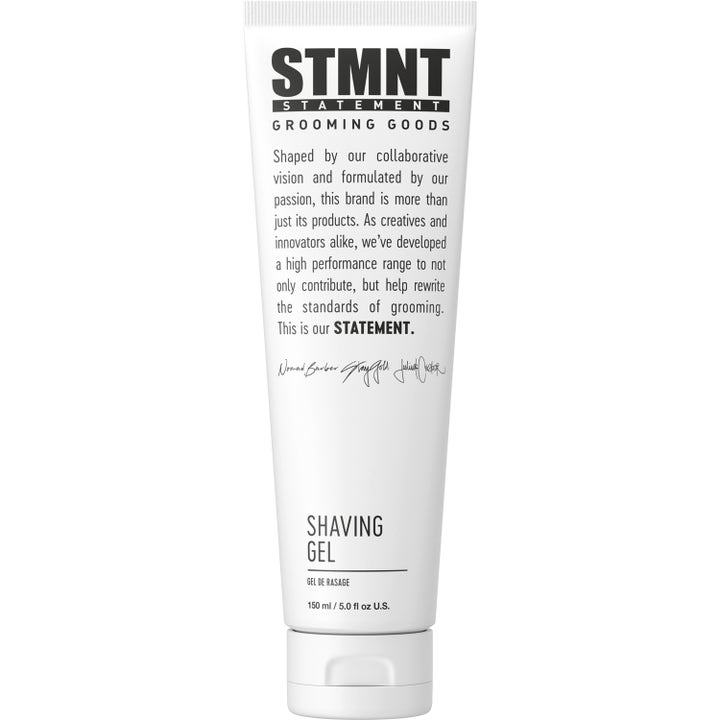 STMNT Shaving Gel 150 ml tarkka parranajogeeli tyylikkäässä valkoisessa tuubissa mustalla tekstillä