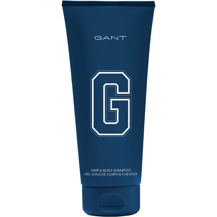 Gant Hair & Body Shampoo puhdistava suihkugeeli tummansinisessä mattapintaisessa tuubissa isolla valkoisella G-logolla.