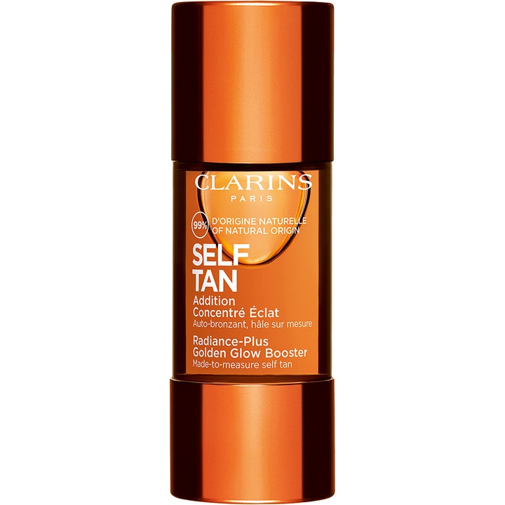 Clarins Self Tan Radiance-Plus Golden Glow Booster 15 ml hehkua antava itseruskettava tiiviste pronssisessa pullossa